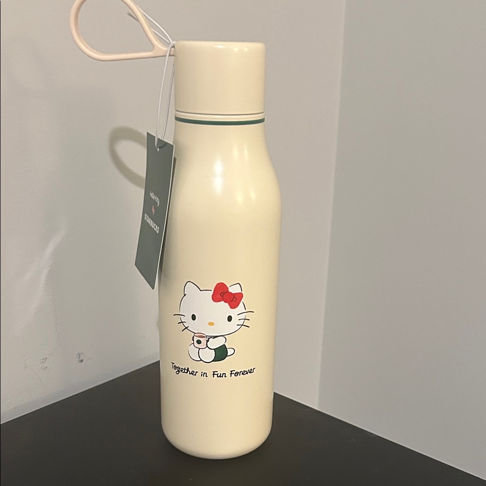 Hello Kitty Cream and Red Water Bottle